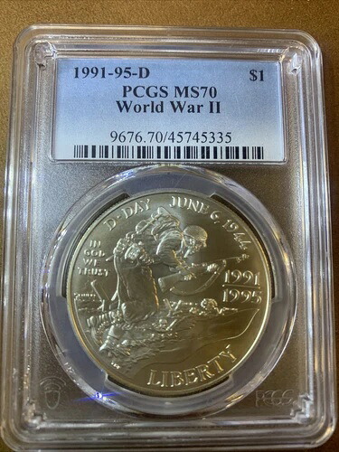 1991-95-P 第二次世界大戦記念ハーフドル PCGS MS70