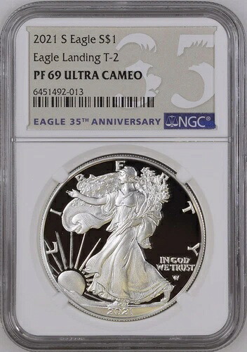 :2021-S S$1 アメリカンイーグル 1オンス NGC PF 69 ウルトラカメオ ランディングイーグル T-2