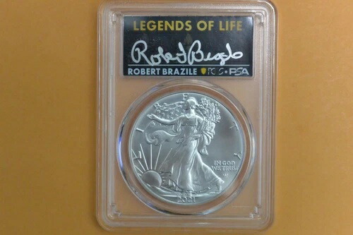2021年 1ドル アメリカン シルバー イーグル 1オンス PCGS MS70 ロバート・ブラジル T2
