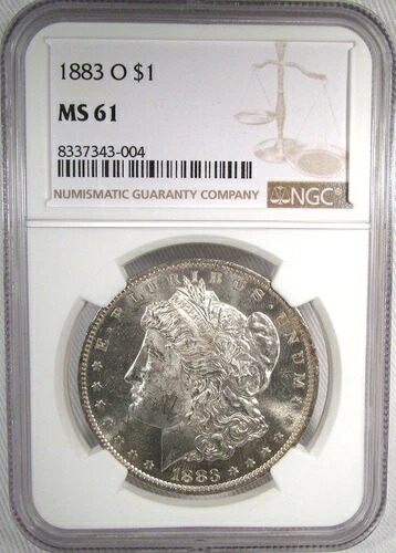 1883-O シルバー モルガン ダラー NGC MS61 セミPL認定コイン AR632