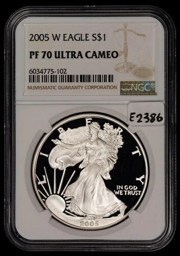 2005-W 1オンス アメリカン シルバー イーグル - プルーフ - NGC PF 70 ウルトラカメオ - SKU-E2386