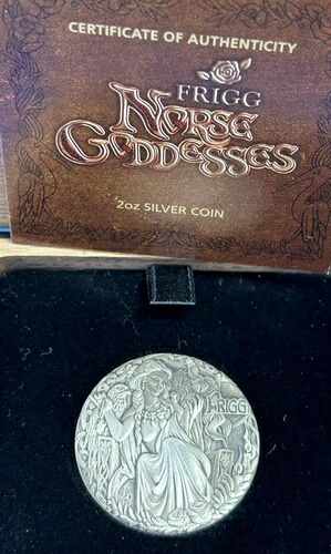 2017年 ツバル 北欧の女神フリッグ 2オンス 銀貨 木箱・品質証明書付き