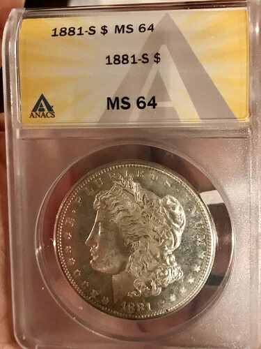1881年 S モーガン シルバー ドル ANACS MS64