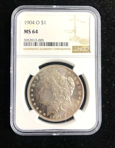 1904年 O 1ドル モルガン銀貨 NGC MS64 ゴールドトーン
