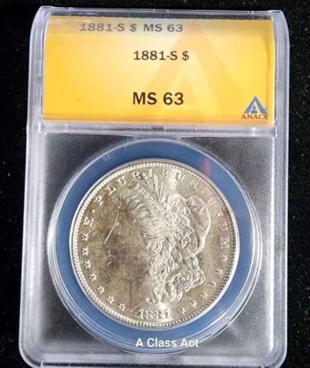 1881年製「S」モルガン・ダラー ANACS MS63「電撃的なディテール」マストハブアイテム。T8222