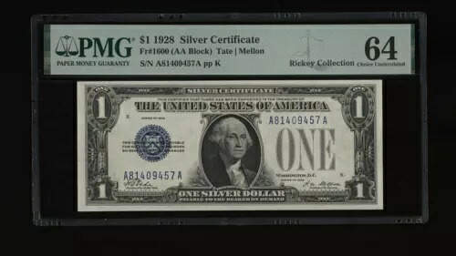 DBR 1928 $1 銀貨 1600 AA ブロック PMG 64 シリアル A81409457A|WORLD RESOURCE【KING店】