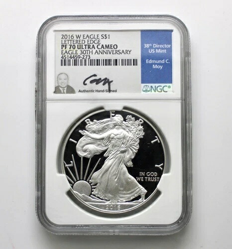 2016 W プルーフ シルバー イーグル NGC PF70 ウルトラ カメオ MOY 30周年記念 エッジレター