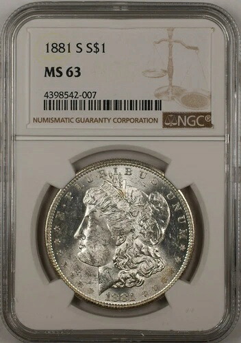1881-S 1ドルモルガン銀貨 NGC MS-63 (ベターコイン 13B)