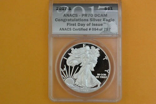 2017-S シルバーイーグル コングラチュレーションセット ANACS PR70 DCAM 発行初日