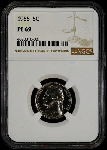 1955年 5C プルーフ ジェファーソンニッケル NGC PF 69 | PR
