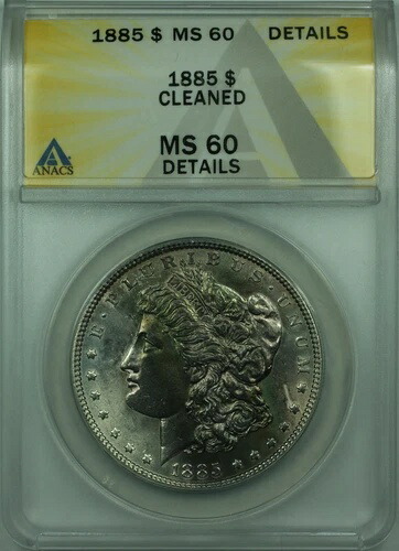 1885年 モルガン銀貨 1ドル硬貨 ANACS MS-60 詳細 良好な状態 コイントーン (28)