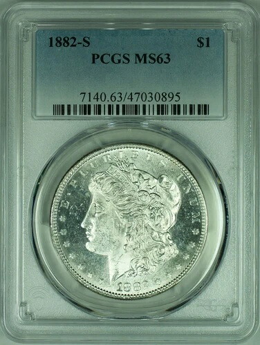 1882-S モルガン銀貨 PCGS MS-63 (35C)