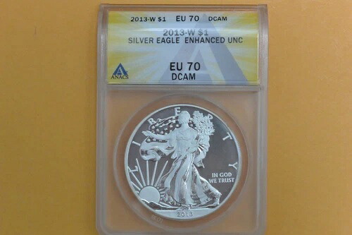 2013 W ANACS EU70 エンハンスド アンサーキュレート シルバー ダラー ディープ カメオ (DCAM)