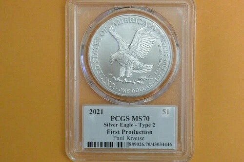 2021年 1ドル アメリカン シルバー イーグル 1オンス PCGS MS70 レジェンド オブ ライフ ポール クラウス T2