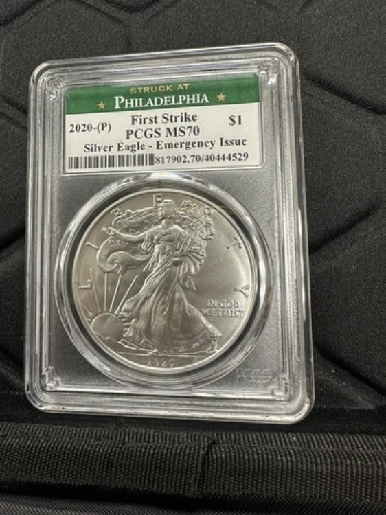 2020-(P) 1ドル シルバーイーグル PCGS MS70 緊急発行 ファーストストライク グリーンラベル