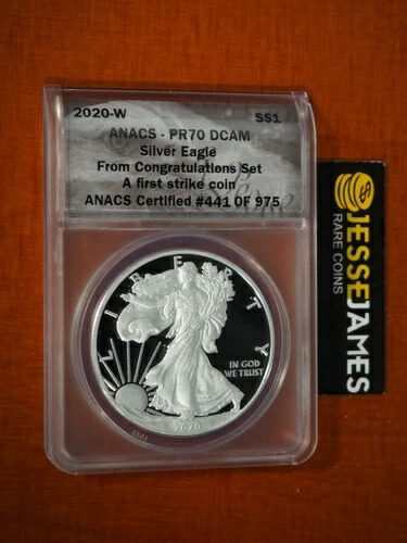 2020 Wプルーフ シルバーイーグル ANACS PR70 DCAM ファーストストライク コングラチュレーションズセットより 84,700円