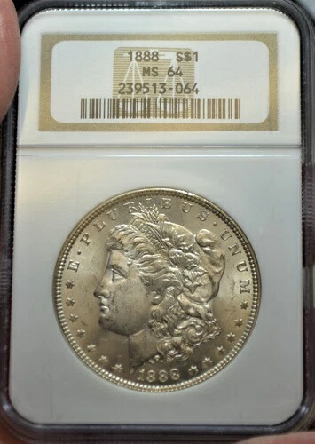 1888年 P モルガン シルバー ダラー NGC MS64 美しい未使用状態 フロスティ ジェム