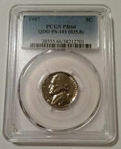 1957年 ジェファーソン・ニッケル QDO バラエティ FS-101 プルーフ PR66 PCGS|WORLD RESOURCE【KING店】