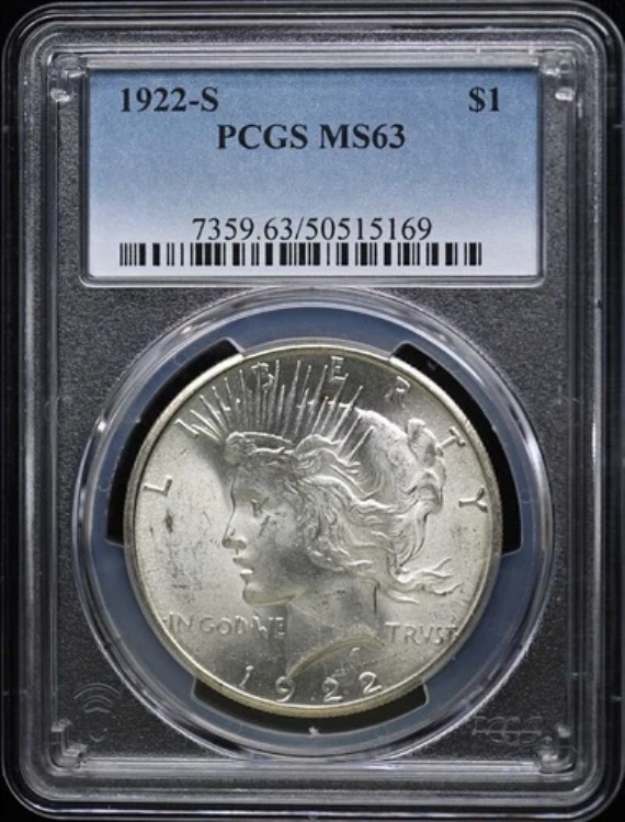 1922-S 1ドル ピースダラー PCGS MS63|WORLD RESOURCE【KING店】