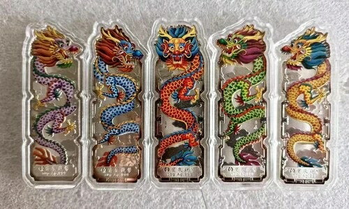2012年 中国 5 x 10g (合計50g) 銀の延べ棒/メダル - 龍の年 (瀋陽)｜WORLD RESOURCE【KING店】