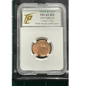 希少なマレーシア 2004 1セント ミントエラー RD マルチストライクインデント銅貨｜WORLD RESOURCE【KING店】 84,095円