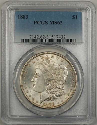 1883年 モルガン銀貨 $1 PCGS MS62 ライトトーニング良好｜WORLD RESOURCE【KING店】