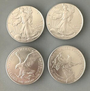 2025年アメリカンイーグル銀貨1オンス、純金0.999米オンス硬貨4枚セット｜WORLD RESOURCE【KING店】