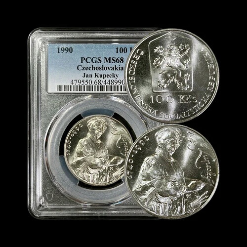 チェコスロバキア。 1990、100 コルン、シルバー - PCGS MS68 - トップ ポップ ?? Kupeck?|WORLD RESOURCE【KING店】