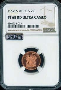 1996年南アフリカ2セント2C NGC PF68ウルトラカメオプルーフ品質｜WORLD RESOURCE【KING店】