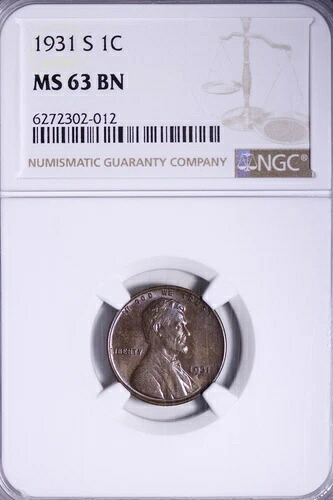 BU 1931-S リンカーン ウィート セント ペニー NGC MS63 BN ナイスカラー 送料無料 ACFR｜WORLD RESOURCE【KING店】 96,800円