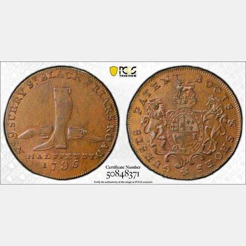 イギリス、ミドルセックス貿易、賓客用。銅製1/2ペニートークン、1795年、PCGS 63｜WORLD RESOURCE【KING店】