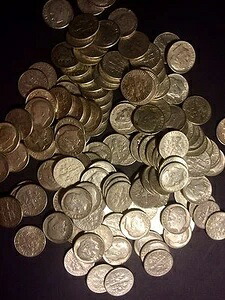 ルーズベルト+マーキュリーダイム 5.40ドル 米国製 90%銀貨 65年以前 1枚