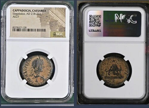 カッパドキア皇帝エラガバルス（紀元218～222年）NGC認定コイン カエサレア AE27