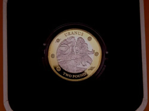 イギリス南極地域造幣局発行のウラヌス神銀貨、プルーフ。2023年以降