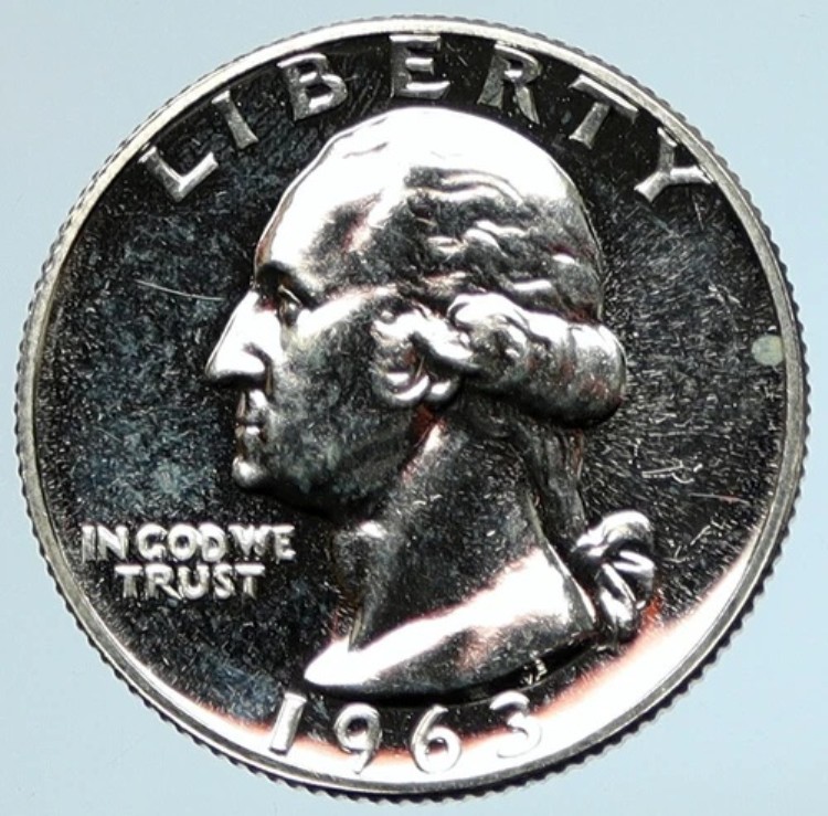 1963年 P アメリカ合衆国 ワシントン大統領 プルーフ シルバー クォーターコイン i105576｜WORLD RESOURCE【KING店】