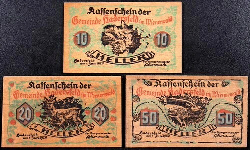 HADERSFELD 1920 XX-RARE 木製ノットゲルド 青緑 3rd ISSUE コンプリートセット オーストリア|WORLD RESOURCE【KING店】