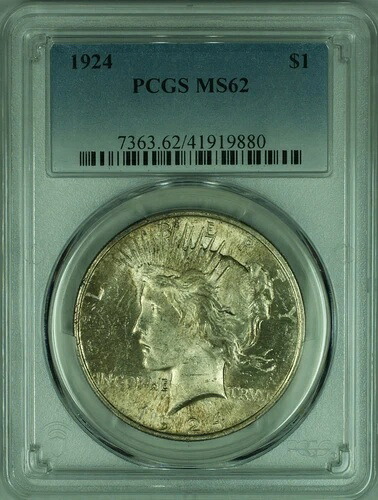 1924年 ピースシルバードル S$1 PCGS MS-62 トーン (35B)｜WORLD RESOURCE【KING店】