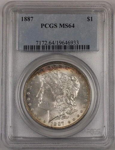 1887年 アメリカ モルガン シルバードルコイン $1 PCGS MS-64 ライトトーン Br7 E｜WORLD RESOURCE【KING店】
