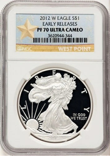 2012-W プルーフ シルバー イーグル 1オンス ER ウェストポイント スターラベル NGC PF70｜WORLD RESOURCE【KING店】