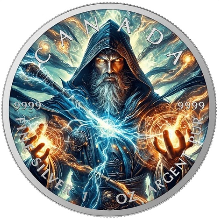 「魔法使い」メープルリーフ 1オンス 銀貨（カラー） 200枚限定 カナダ 2025年以降