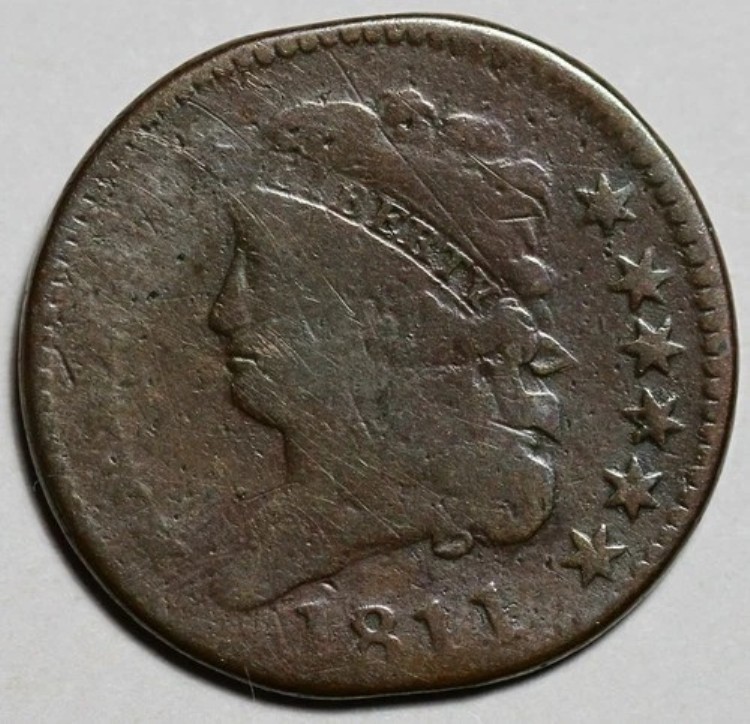 1811年 クラシックヘッド ハーフセント (C-2) - 縁にダメージあり - 米国 1/2セント銅貨｜WORLD RESOURCE【KING店】