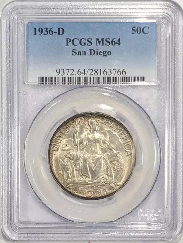 1936年 D サンディエゴ記念ハーフドル PCGS MS-64 サンディエゴ