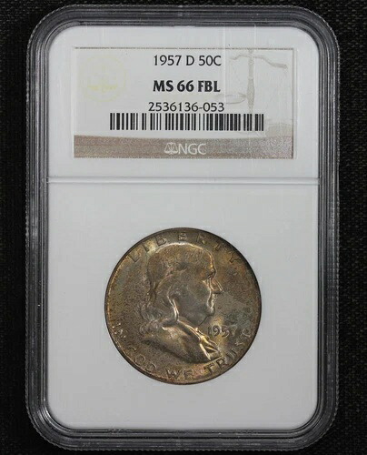 1957-D フランクリン ハーフダラー フルベルライン NGC MS-66 12N3