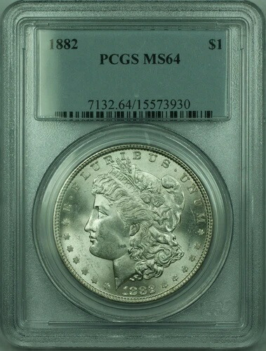 1882年 モルガン銀貨 1ドル硬貨 PCGS MS-64 (RP)