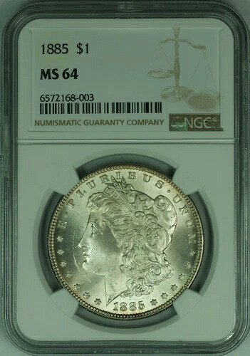 1885年 モルガン銀貨 1ドル NGC MS-64 (46) 105,875円