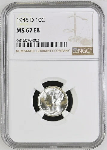 1945年 D マーキュリーダイム NGC MS-67 FB