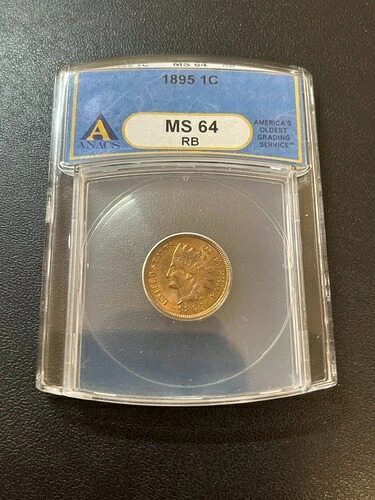 1895年 インディアンヘッド セント ANACS MS-64 RB - 未流通 - インディアンペニー - スラブ - 1セント