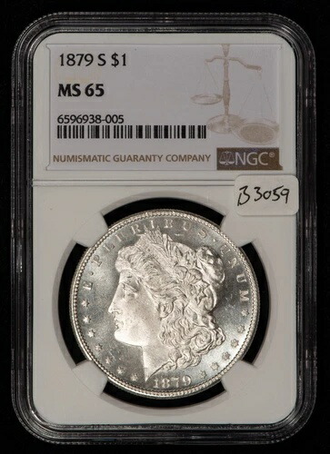 1879-S 1ドルモルガン銀貨 - PQフレッシュ＆フロスティ - NGC MS 65 - SKU-B3059