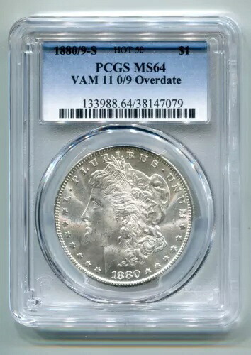 1880/9-S HOT 50 VAM 11 0/9 オーバーデート モーガン シルバー ドル PCGS MS64 美品オリジナル