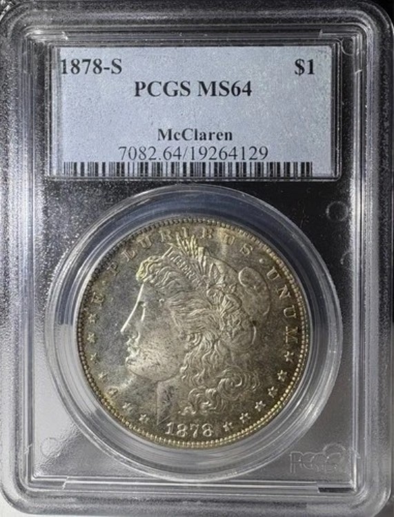 1878-S 表面プルーフライク 1ドルモルガン銀貨 PCGS MS64 マクラーレン (129)